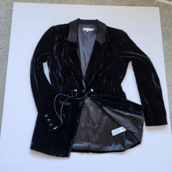 Good American Velvet Blazer Waist Drawcord Black Medium - Picture 9 of 16